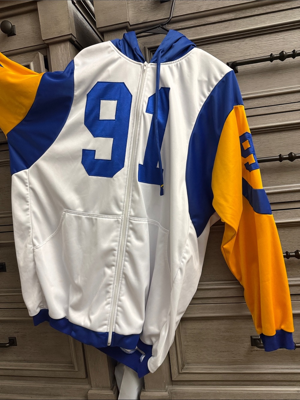 Men’s Rams White, Royal Blue & Gold Hooded Zip Jacket